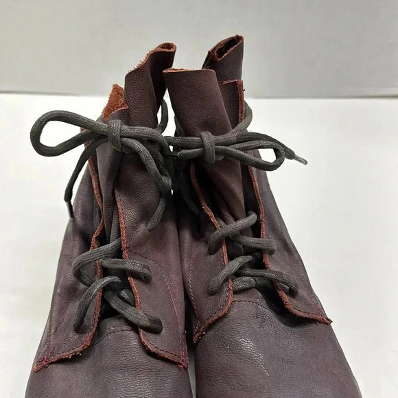 Free People Faryl Robin Boots Ankle Wrap Around Booties Leather Dark Red Size 10 - Picture 6 of 12